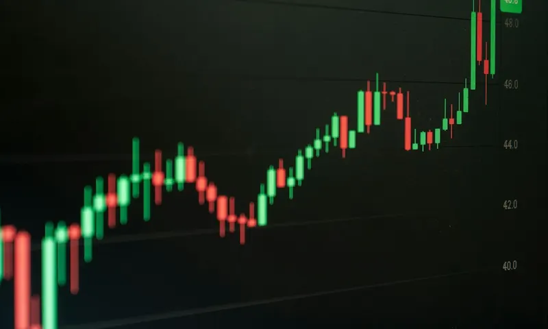 Rising candlestick chart on a dark trading screen
